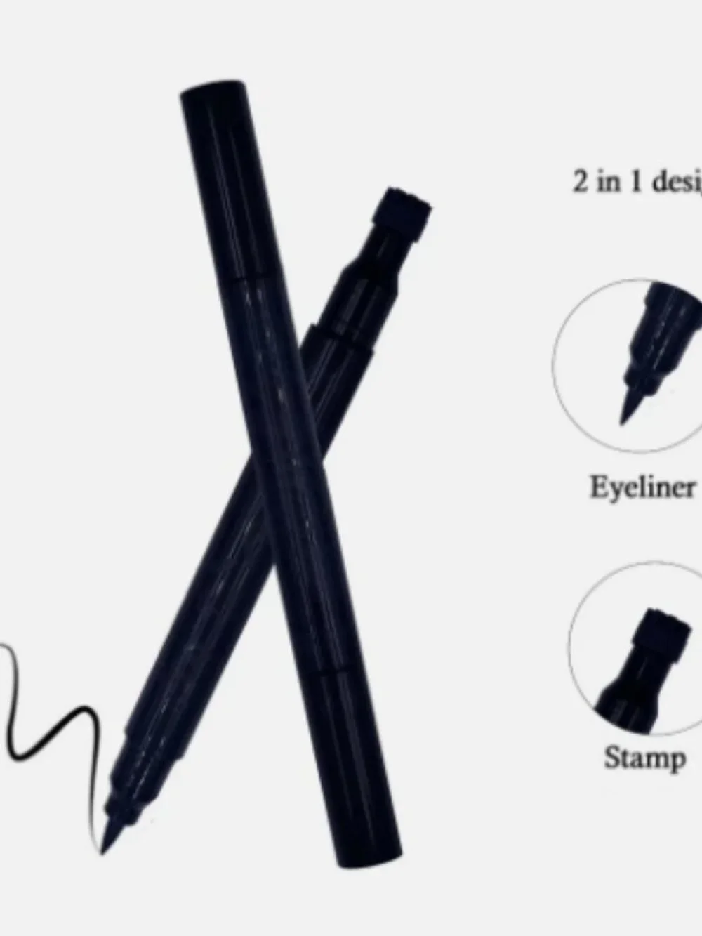 2 in 1 Eyeliner Stamp Pen Hemp Leaf Waterproof Smudge Proof Black Makeup